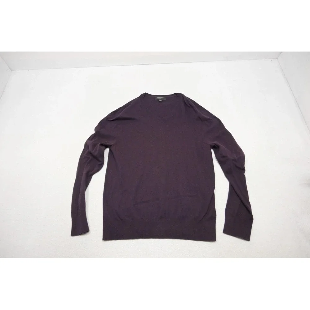 Banana Republic Luxury Blend V Neck‎ Sweater Dark Purple Mens Sz Large